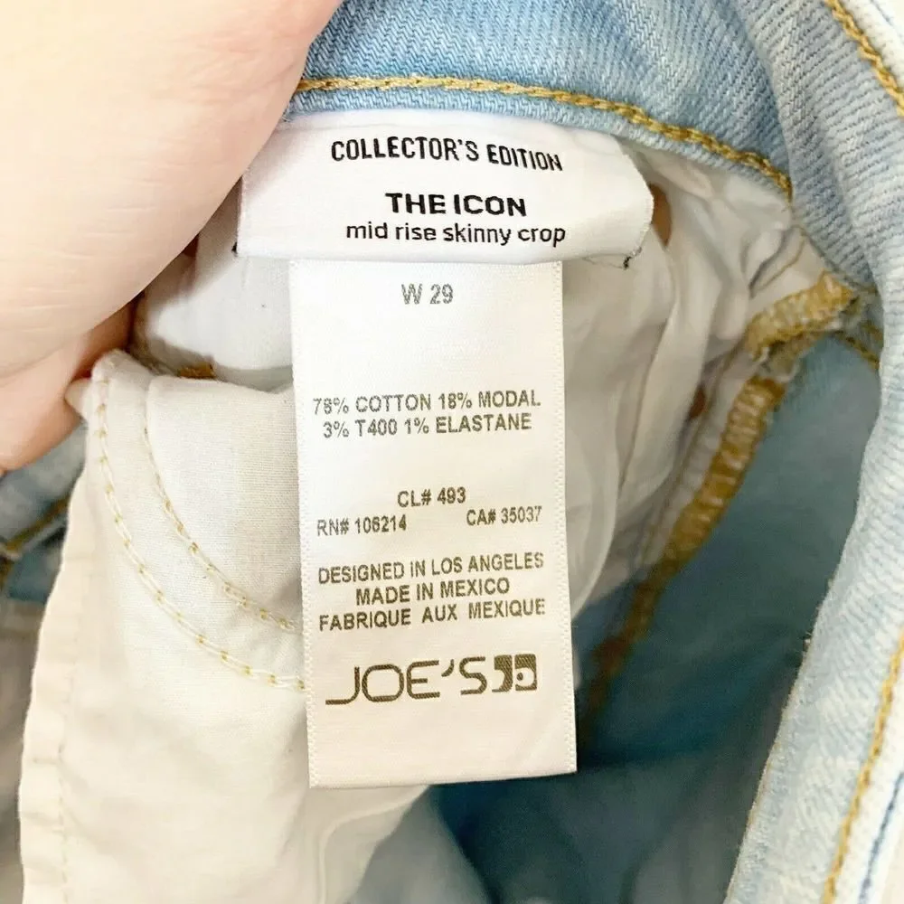 Joe’s Jeans Collector's Edition The Icon Mid Rise Skinny Crop Frayed Jeans 29